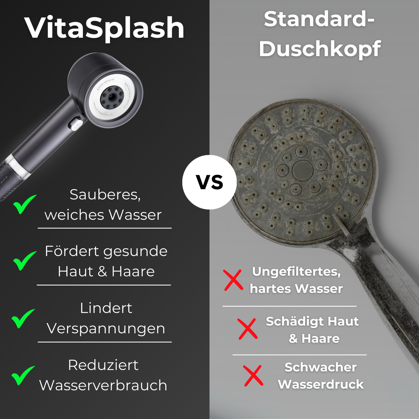 VitaSplash Duschkopf – Spürbar weichere Haut & Haare ab der ersten Dusche