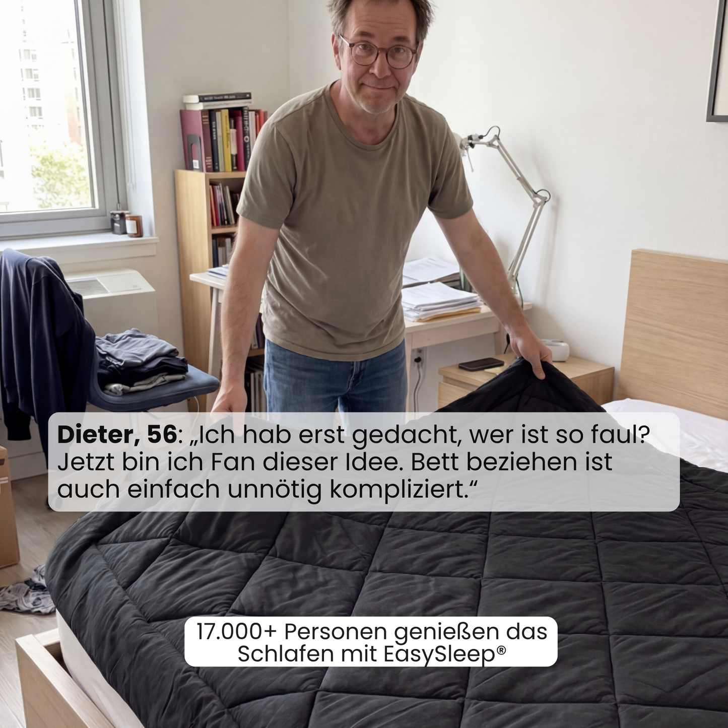 EasySleep® Decke – Die schnelltrocknende 2-in-1 Bettdecke, die Bettwäsche überflüssig macht.